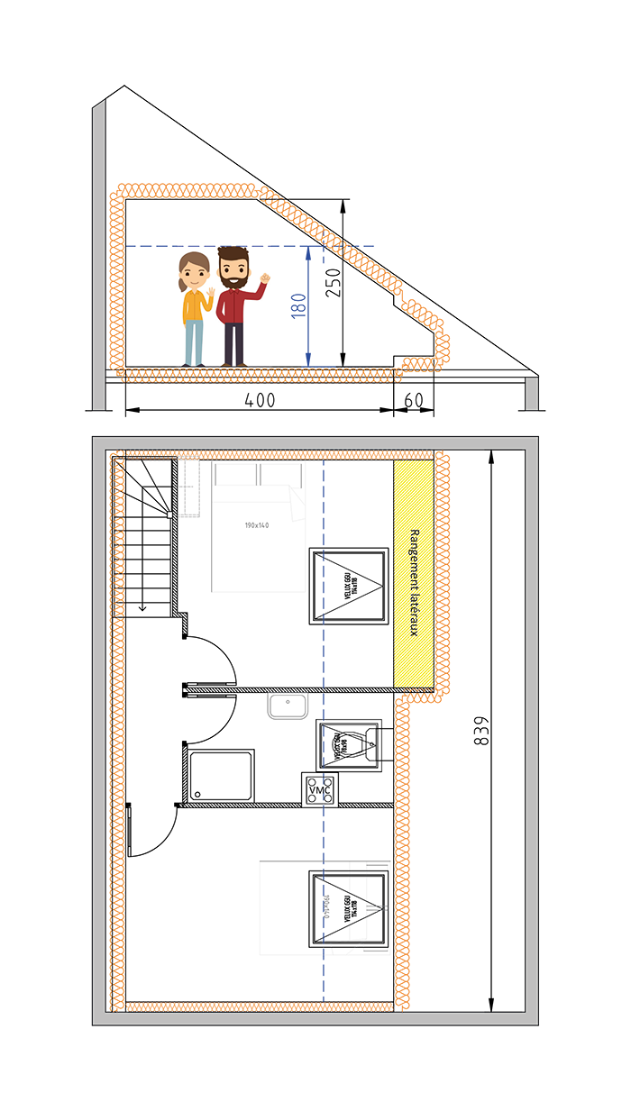 plan restructuration comble bois d'arcy