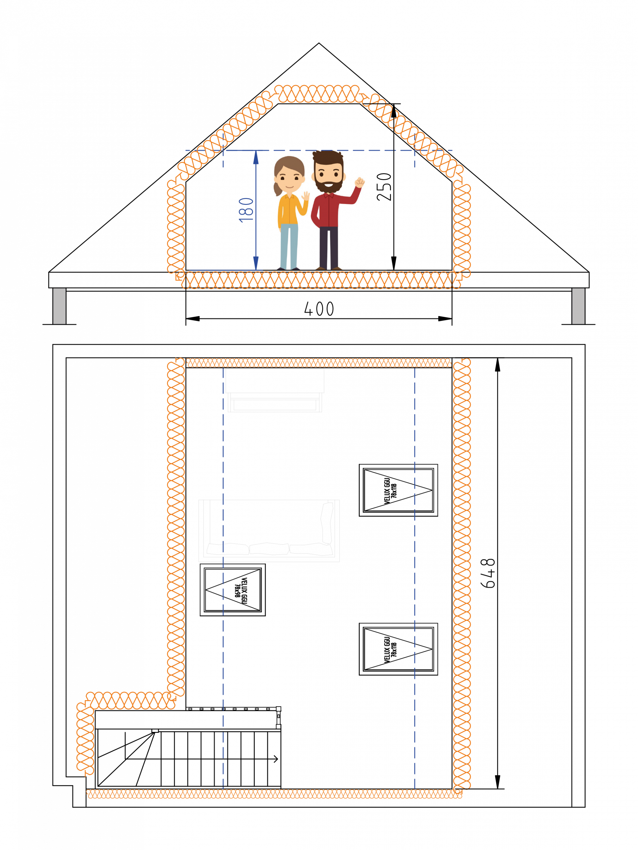plan restructuration comble bois d'arcy