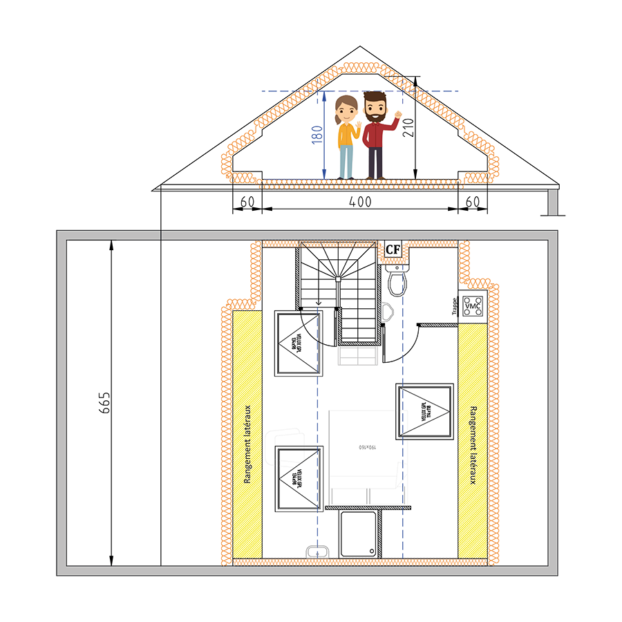 plan restructuration comble bois d'arcy